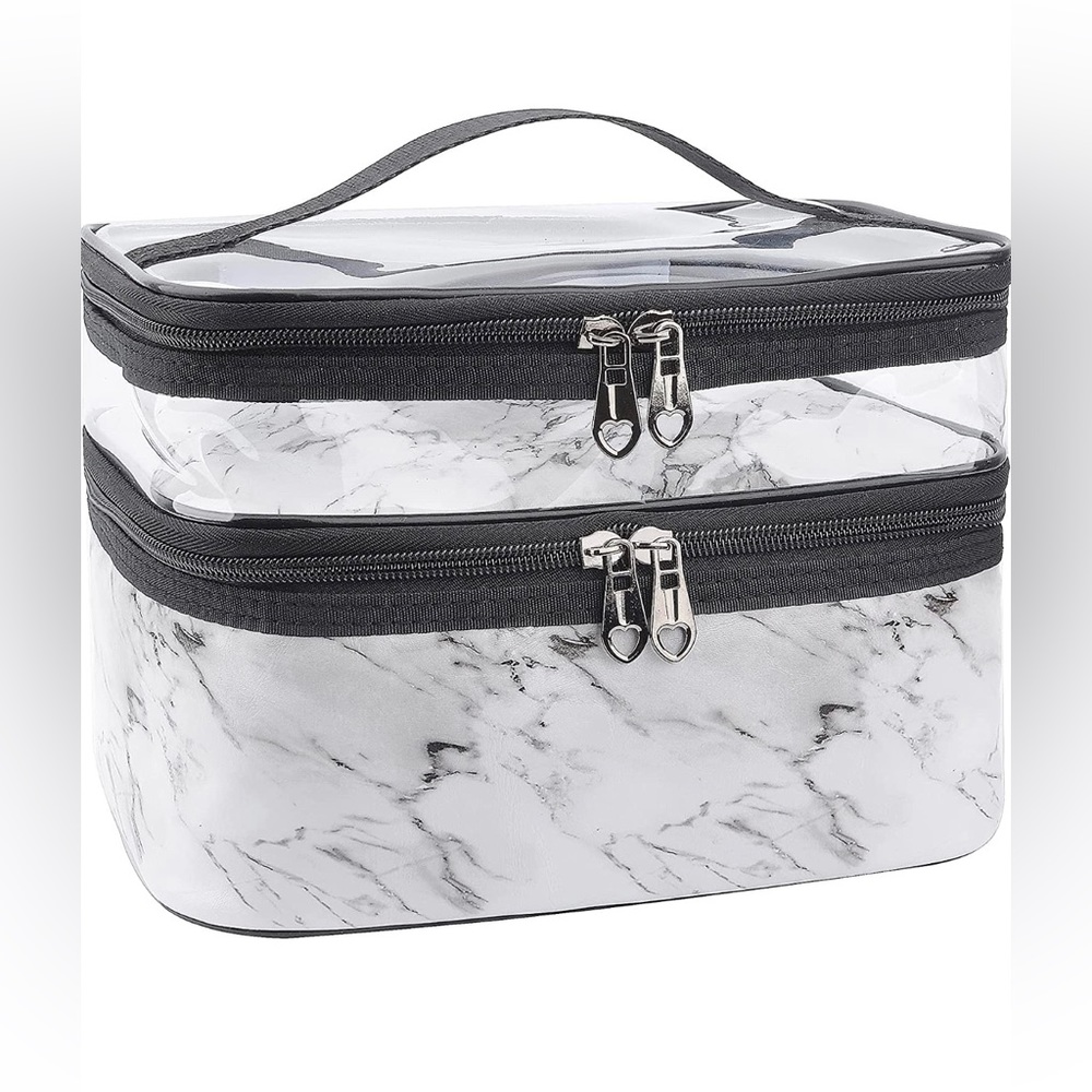 Marble Pattern 2 Compartment Makeup Case - Makeup… - image 1
